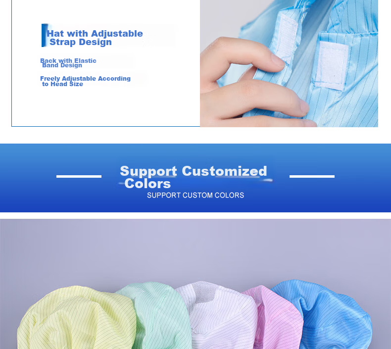 BAIGE Anti-Static Cap, Dust-Free Cap, Workshop Work Cap, Protective Head Cover, Small Work Cap Skylight Style, Blue, Pack of 5, CW851856 9