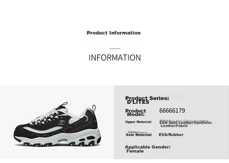 Skechers Casual Sneakers D'lites Black And White Panda Style Couple's Matching Unisex Black/white Size 35 8