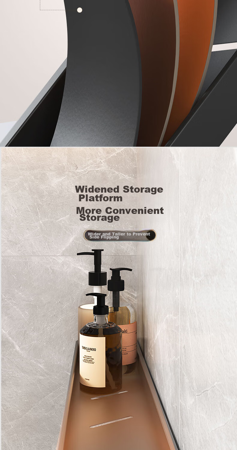 Ecoco Bathroom Storage Rack, No Drilling Required, Space Aluminum, 40cm Strong Load-Bearing, Rust-Resistant Wall-Mounted Bathroom Shelf 3