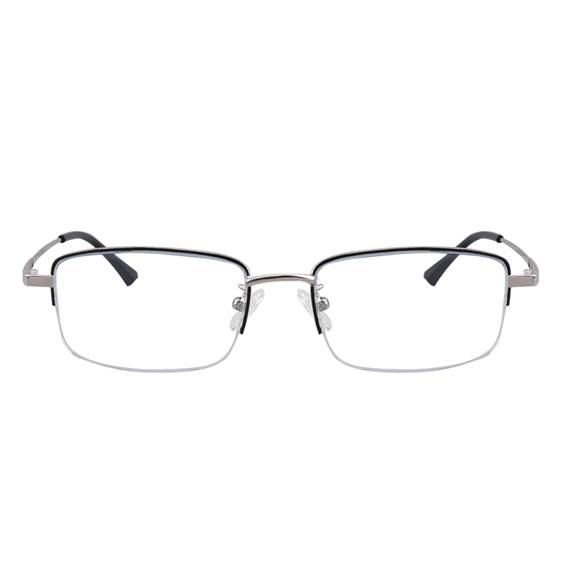 VGO Reading Glasses for Men And Women, Fashionable Ultra-Light High-Definition Anti-Blue Light Bifocal Glasses for Elderly, Model 9602 Black Silver 200 Degrees