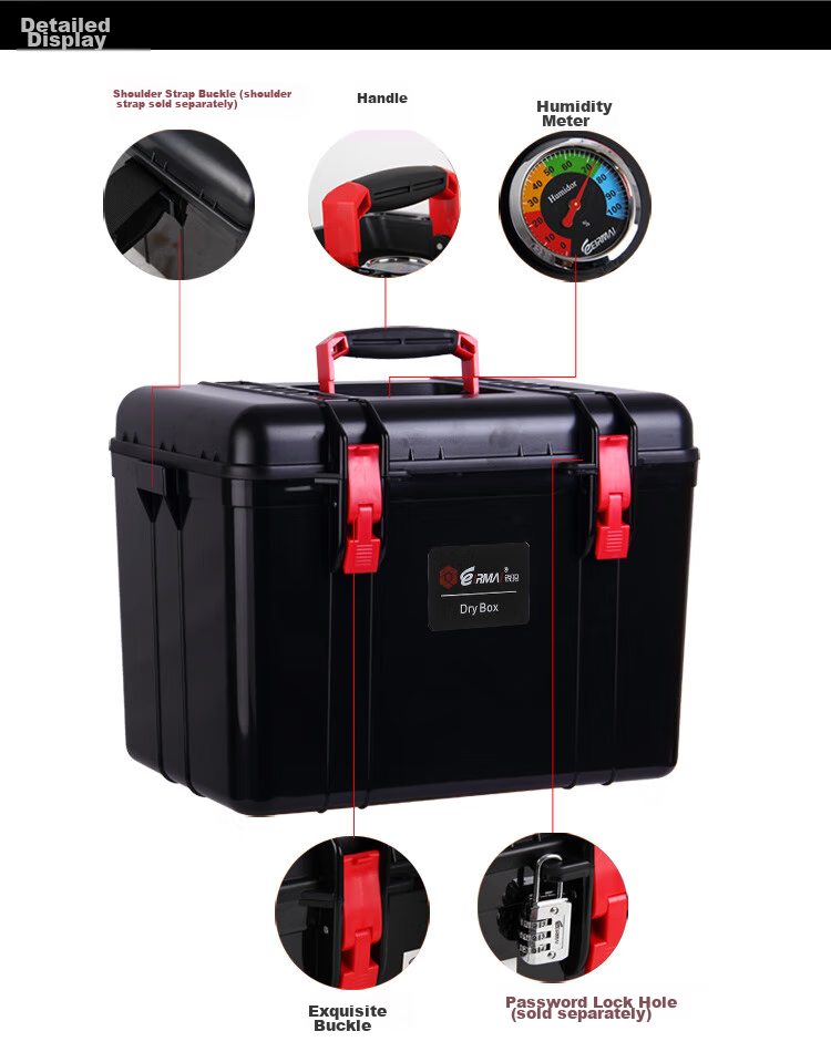 EIRMAI R51 DSLR Camera Dry Box, Tea Moisture-Proof Cabinet, Sealed Lens Electronic Storage Box, Large Size, Built-In Large Moisture-Absorbing Card, Dazzling Black Color 4