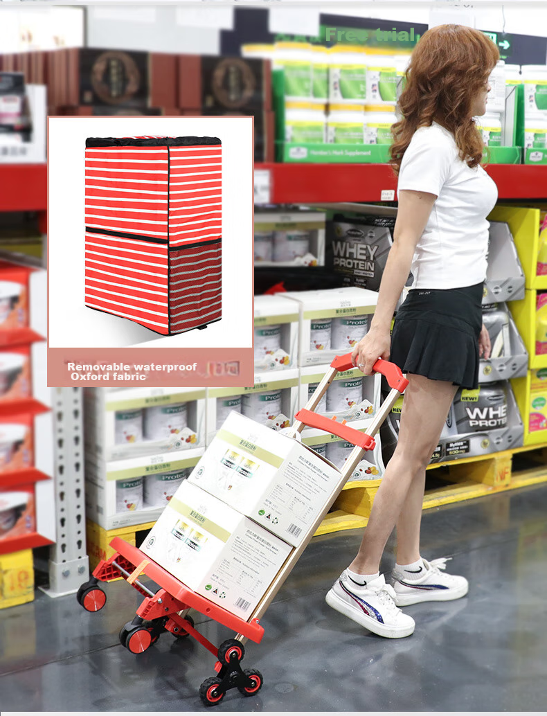 SELORSS Elderly Shopping Cart, Foldable Small Trolley, Stair-Climbing Hand-Pulled Cart, Grocery Cart BY08W with Black Waterproof Bag 3