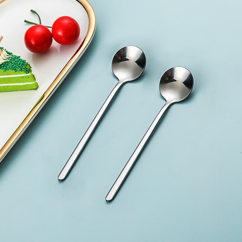 Shihua 304 Stainless Steel Round Spoons, Set of 2, Coffee Honey Mixing Spoons, Dessert Spoons, Small Soup Spoons