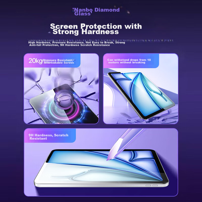 Защитное стекло PISEN для iPad Air 7/6 11 дюймов (M3 2025), полноэкранное, противоударное, антибликовое, закаленное стекло
