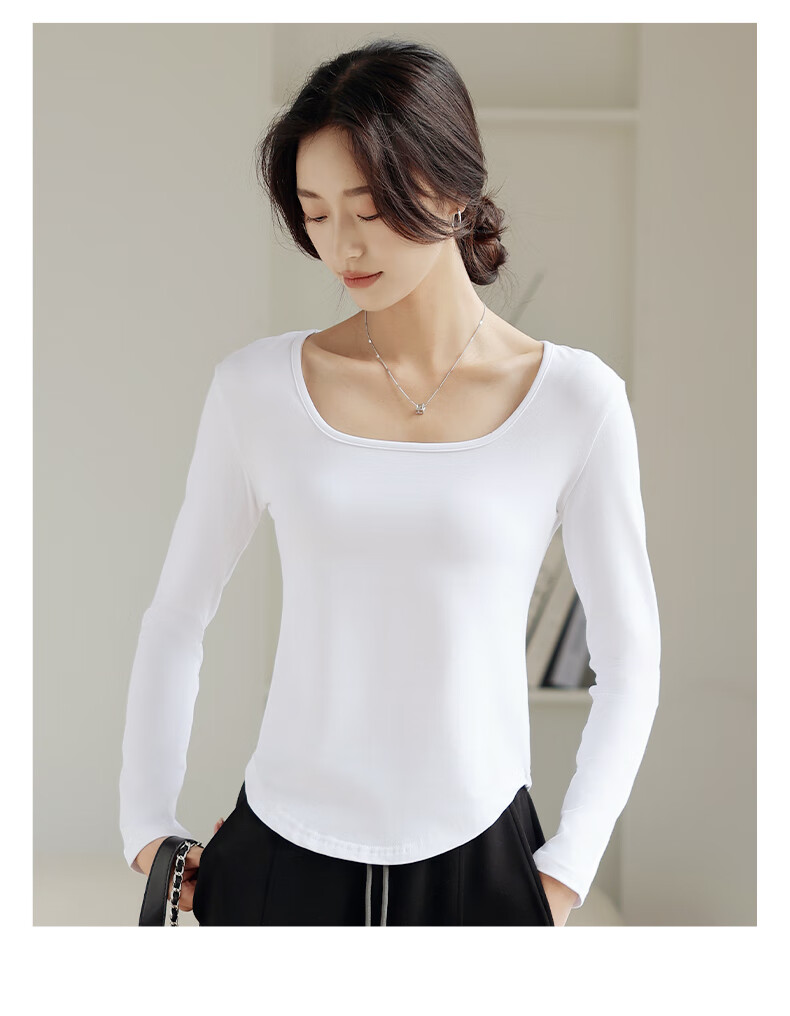 FitonTon Thick Crew Neck Base Layer, Winter Tight-Fitting Waist-Cinching Long-Sleeve T-Shirt, Slim-Fit Big Collar Top 17