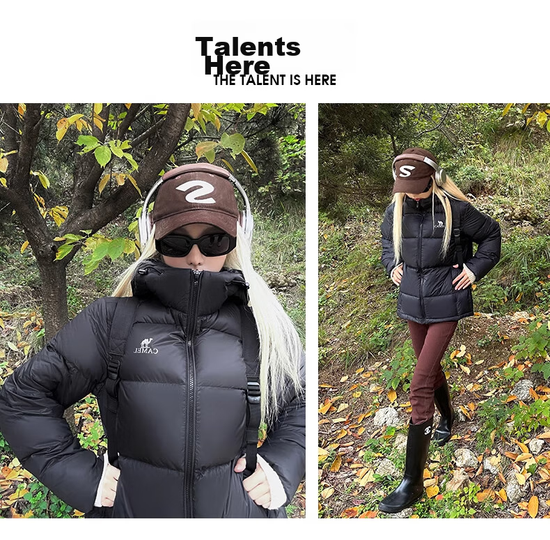 CAMEL Outdoor down Jacket, 600 Fill Power, New Short Style for Men And Women, Thick Puffer Coat 2