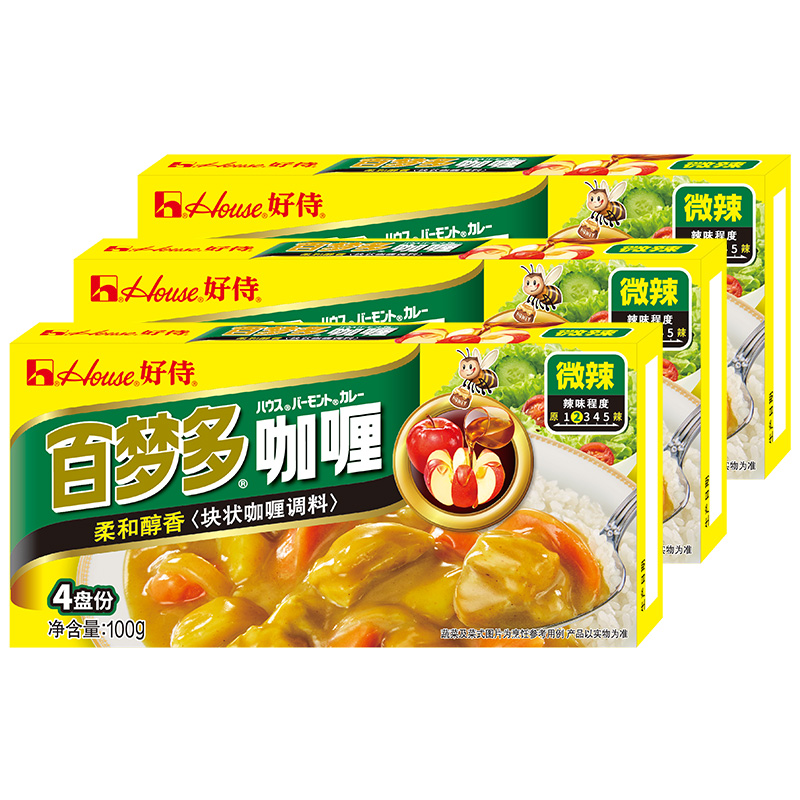 好侍（House）百梦多咖喱块 微辣 100g*3盒 日式块状咖喱调味料
