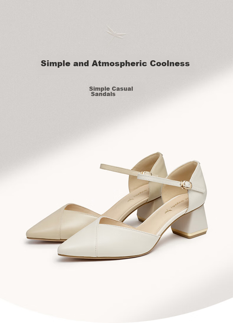 RED DRAGONFLY Pointed High Heels, Shallow Mouth Single-Strap Slingback Women's Shoes, Comfortable Pumps WFV23241 Beige 39 1