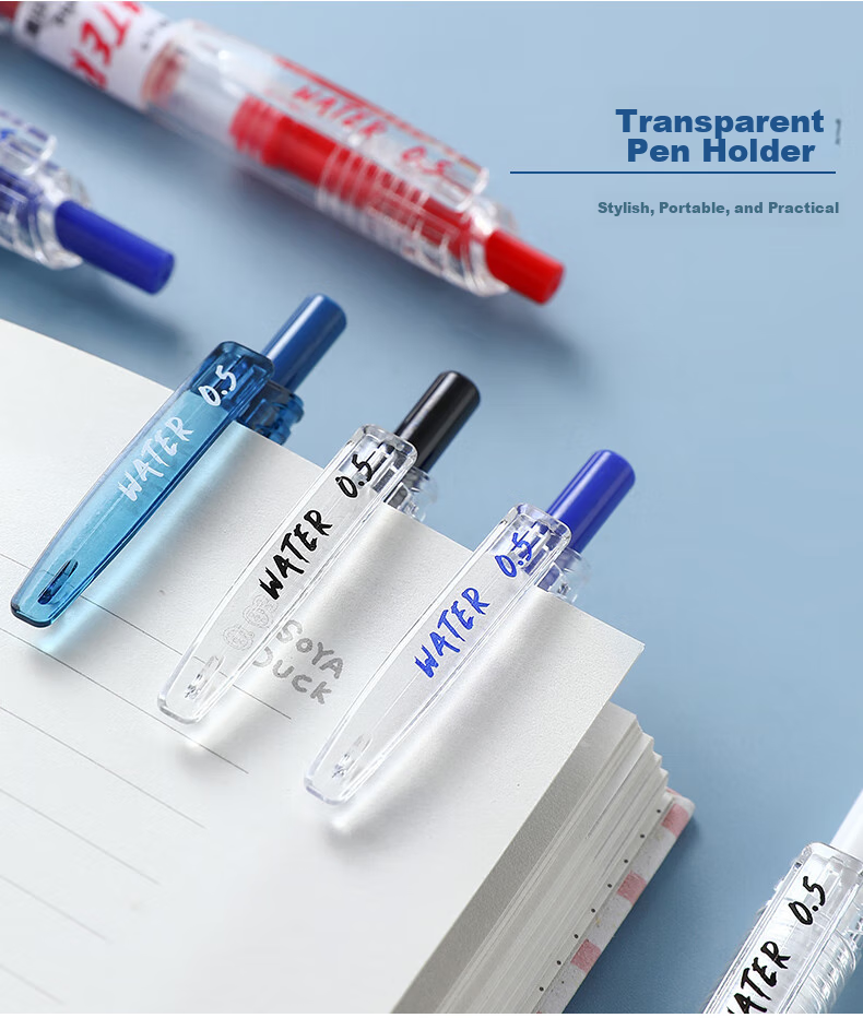 Dongmi Gel Pen, Baote Bottle Push-Button 0.5mm Signature Pen, Dongmi Bullet Tip, Essential for Primary And Secondary School Students, Office Use, Large Capacity, Exam Writing Pen, Transparent Barrel, Blue, 3 Pcs DM932 10