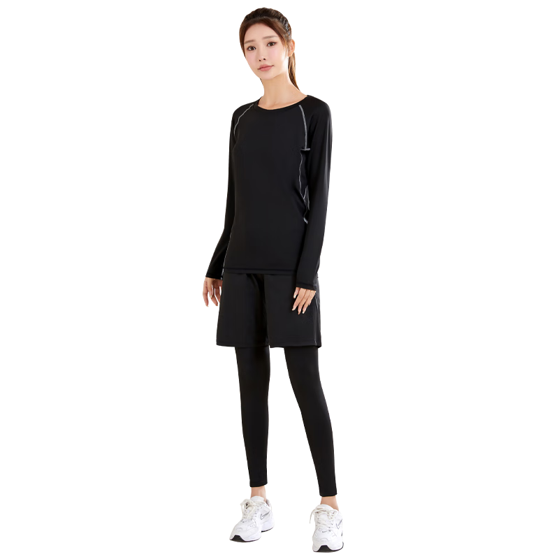 Fandimu Women's Sports Set of Three Pieces, Yoga Outfit, Tight-Fitting Top And Pants, Fitness Training Running Hiking Weight Loss Slimming Equipment