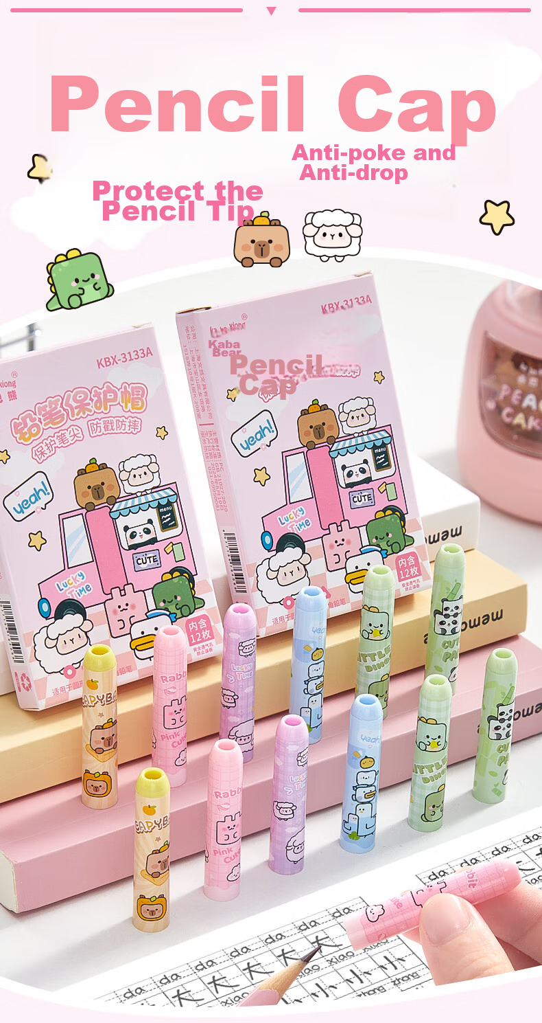 Kaba Bear Pencil Cap Children's Cartoon Pencil Sleeve Pencil Extender Rainbow Pony 1