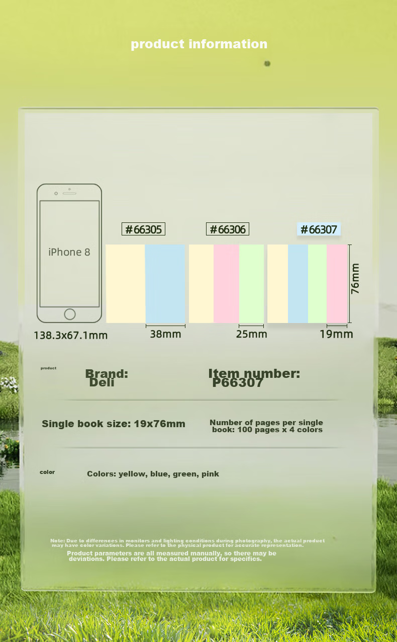 Deli 4800 Large Capacity 4-Color Striped Sticky Notes, 76*19mm, Memo Pads/Note Pads/Self-Adhesive Message Books P066307 14