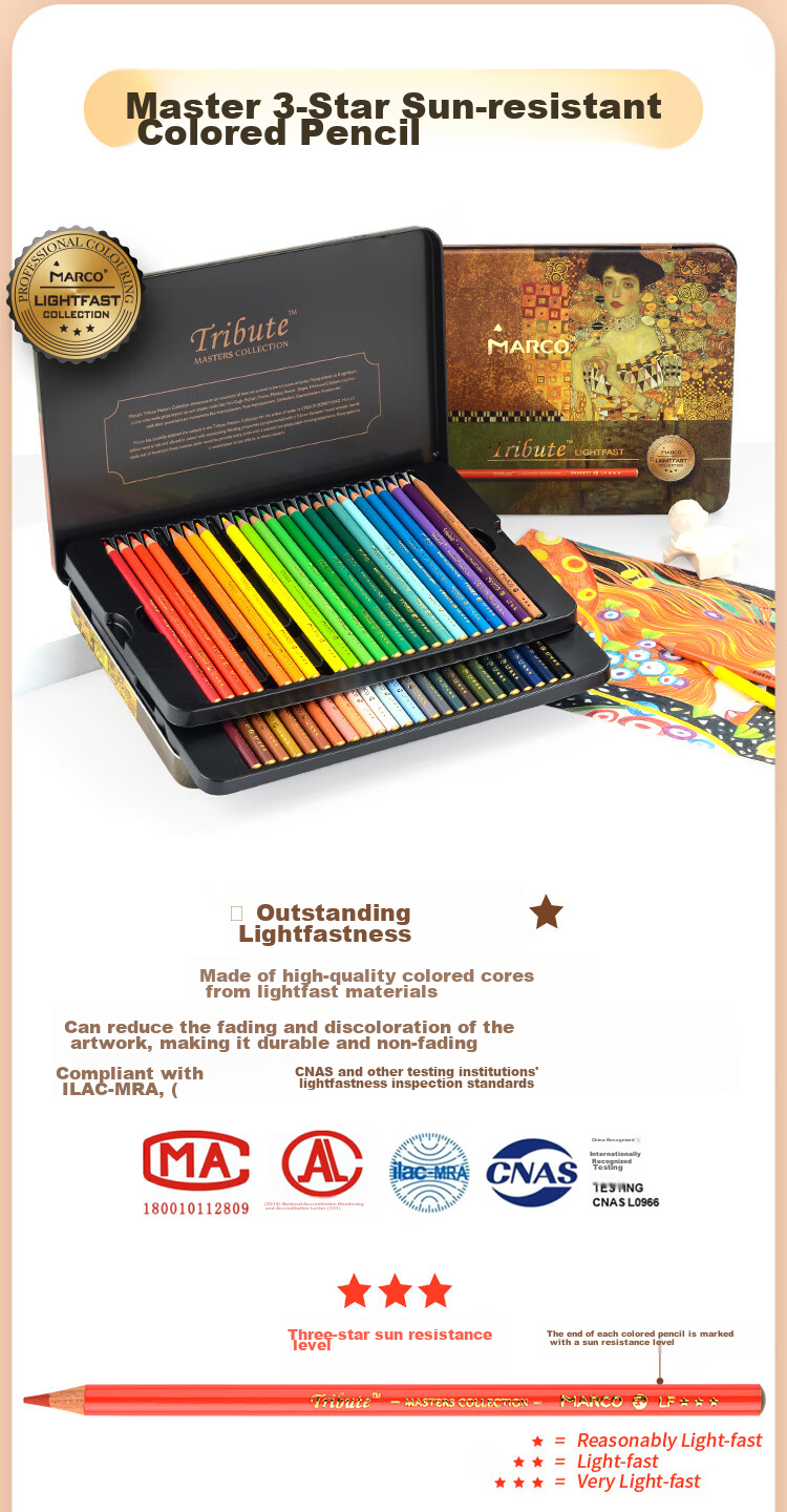 MARCO Master Oil-Based Colored Pencils Art Student Set for Boys And Girls, Students' Colored Pencils Birthday Gift, Master Premium [160 Oil-Based Colors] 8