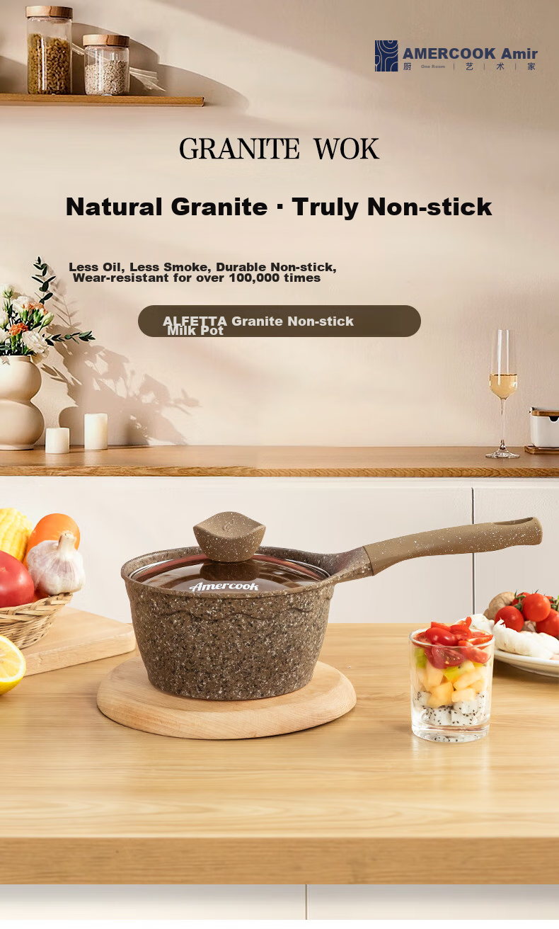 Amercook Alfitai Milk Pot, Baby Food Pot, Maifanshi Non-Stick Pot, Amier for Cooking Milk Porridge And Noodles, Suitable for Induction Cooker And Gas Stove 1