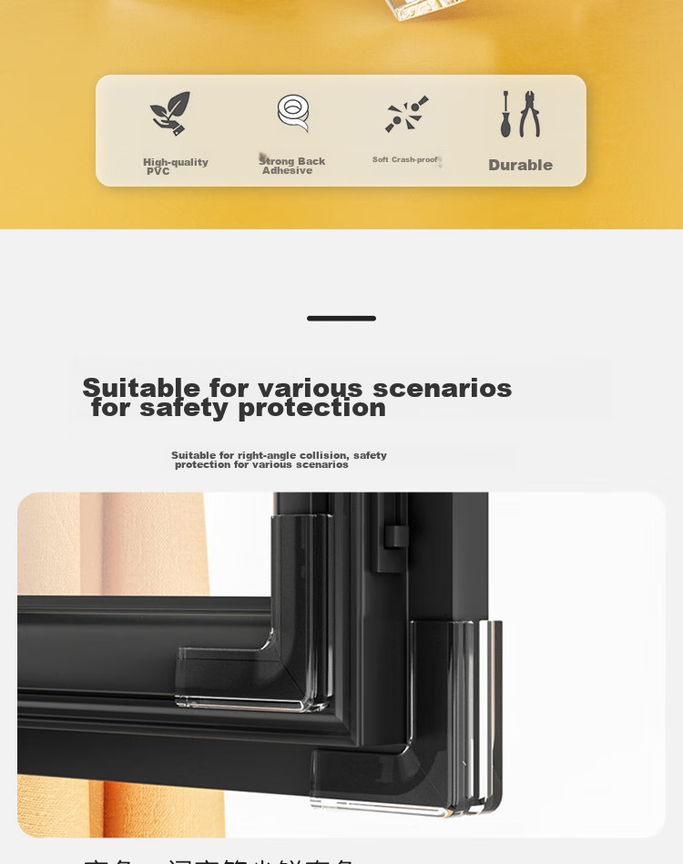 BEIDELI Aluminum Window Corner Guards, Anti-Collision Bollards, Transparent Anti-Bump Safety Corner Protectors, Window Impact Absorbers, Soft, Pack of 10 4