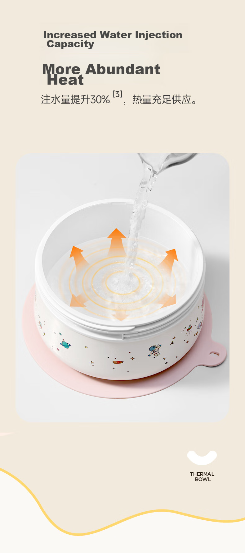 PLODON Baby Food Bowl with Temperature Control Water Injection, 316 Stainless Steel Insulated Feeding Bowl, Anti-Fall Children's Tableware for Infants 12