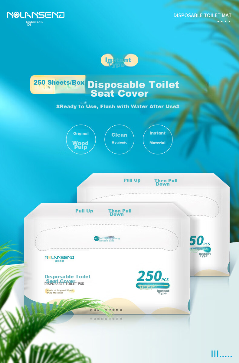 NOLANSEND Disposable Extended Toilet Seat Covers, Sterilized Grade, for Pregnant Women And Home Use, Portable for Travel, Blue, 10 Pieces Individually Wrapped 1
