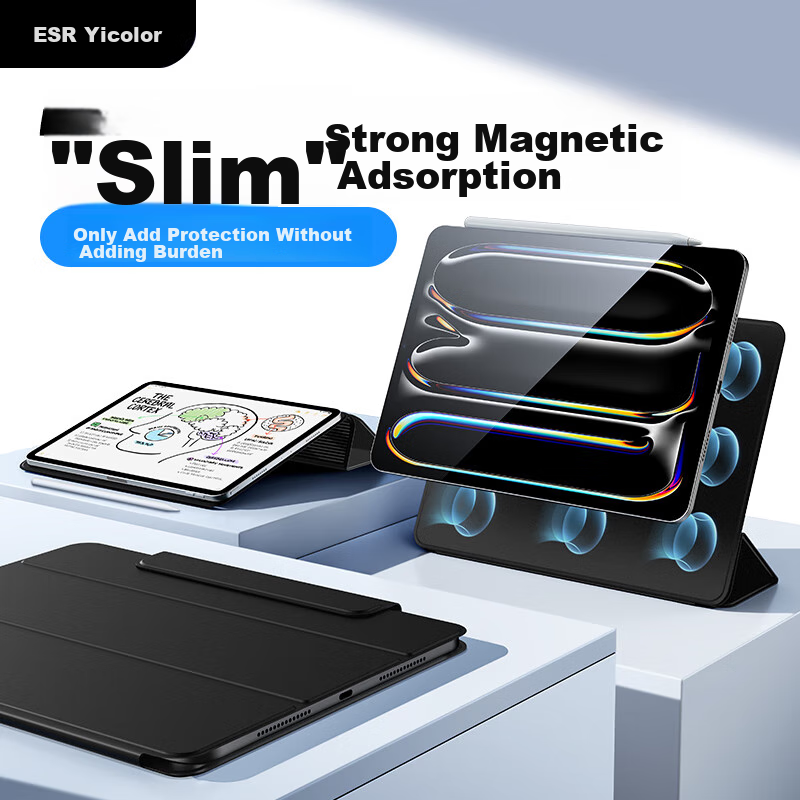 ESR IPad Pro Case for 2025/24 New 13-Inch M5/4 Chip Smart Magnetic Double-Sided Clamping Slim Anti-Bend Protective Cover with Buckle for Apple Tablet, Black