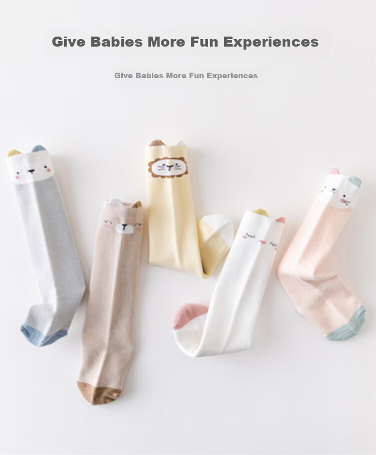 Aibaoshi Baby Socks Spring And Autumn Style, 0-1 Year Old Infant Over-Knee Long Socks, Newborn Socks, Size S, 3 Pairs Pack, Animal Pattern S569 11