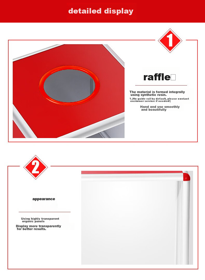 Oumai Lucky Draw Box, Raffle Box, Prize Drawing Box, Prize Grabbing Box, Lottery Ball, Grand Opening Aluminum Alloy Detachable Annual Meeting Box, Office Supplies Invoice, 25cm, All Red Version (Without Balls) 3