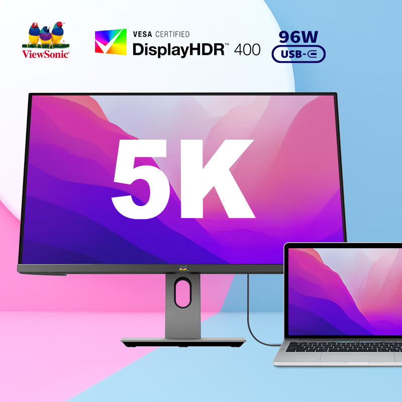 Монитор ViewSonic VG2781-5K 27 дюймов, 5K Ultra HD, IPS, HDR400, Type-C 96W, профессиональный дизайн