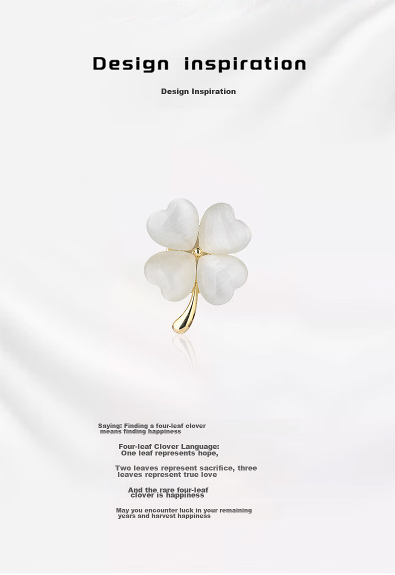 Qlady Cat Eye Four-Leaf Clover Brooch, High-End Women's Magnetic Clasp Corsage, Scarf Pin, Anti-Exposure Accessory, Mid-Autumn Festival And Birthday Gift 2