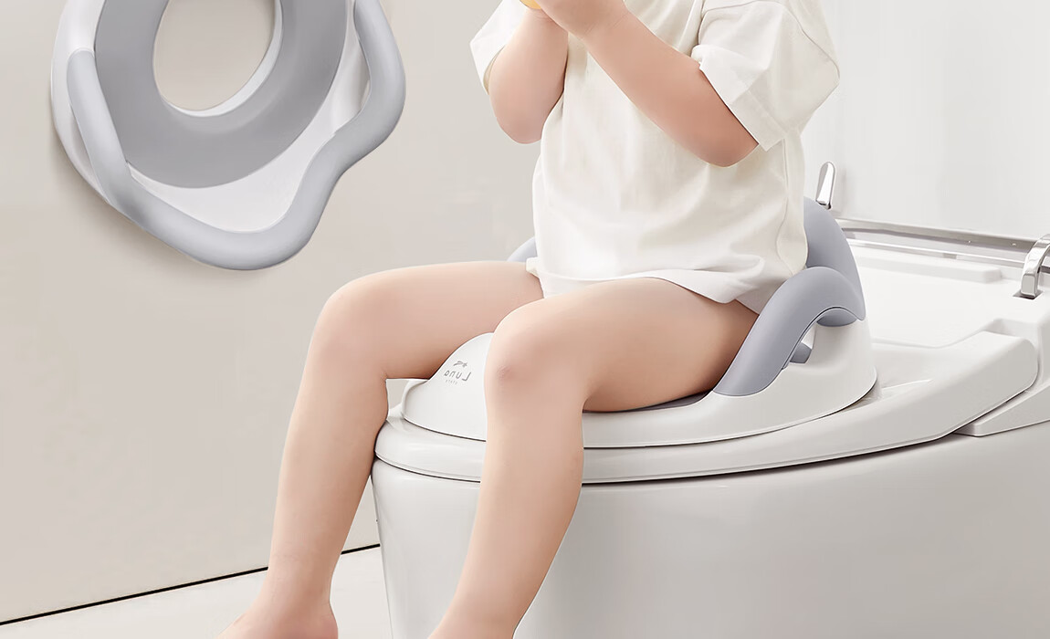 Yuelianggushi LUNASTORY Children's Smart Toilet Seat, Baby Potty Training Chair, Infant Potty with PU Cushion, Playpen, Gray 3