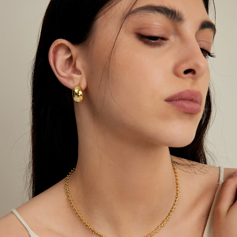 Arsis Free-Style Flowing Bead Stud Earrings for Women, Fashionable Versatile Earrings, Birthday Gift for Girlfriend, Gold Color