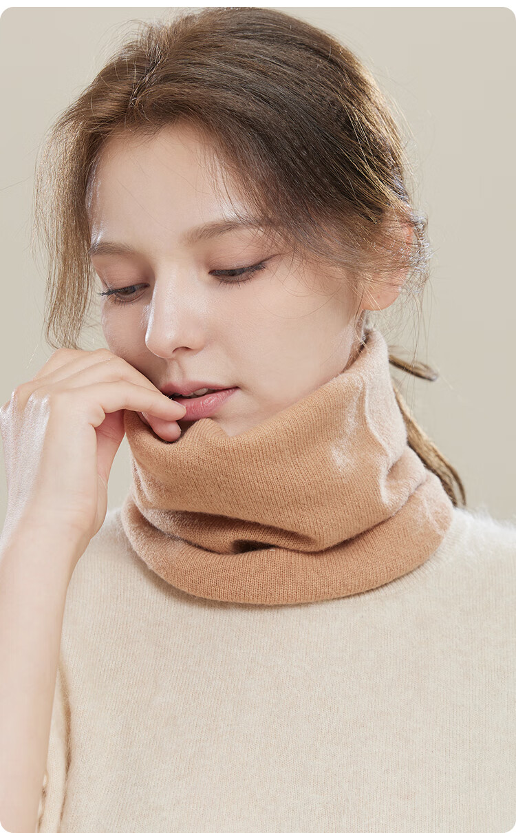 JIUMU Pure Wool Warm Neck Gaiter for Women, Autumn And Winter Thickened Cold-Proof Neck Protector, Women's Neck Warmer, Outdoor Scarf for Winter 20