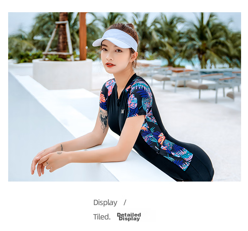 361° One-Piece Swimsuit for Women, Boyshort Style, Breathable, Quick-Drying, Professional Athletic, Conservative, Slimming, Suitable for Hot Springs And Beach Swimming 14