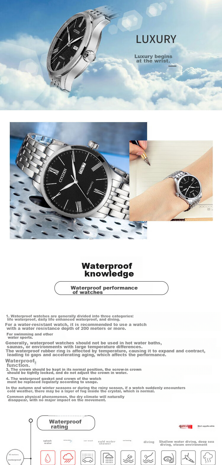 CITIZEN Watch for Men, Japanese And Korean Style, Automatic Mechanical Movement, Date Display, Steel Strap, Business Style, Gift for Boyfriend, NH8350-59E 11