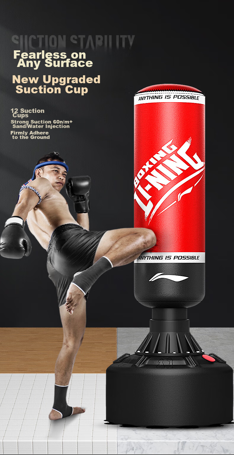 Li-Ning Boxing Training Equipment Punching Bag, Non-Fall Sandbag, Home Use for Adults And Children, Standing Kickboxing And Martial Arts Practice, Red 5