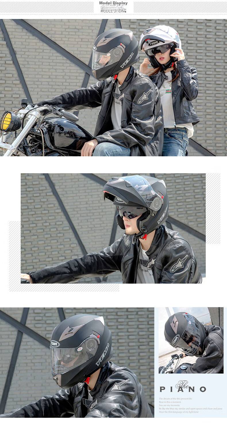 YEMA Motorcycle Helmet for Men, 3C Certified Flip-Up Helmet, Winter Dual-Lens Full-Face Motorcycle Helmet, All-Season Universal Fit, XL Size, Matte Black 11