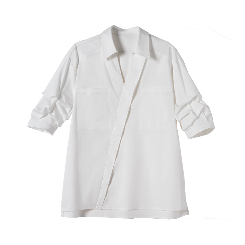 Demana [Smart Commuting] Summer Elegant Bookish V-Neck Stacked Sleeve Comfortable Slimming Shirt for Women