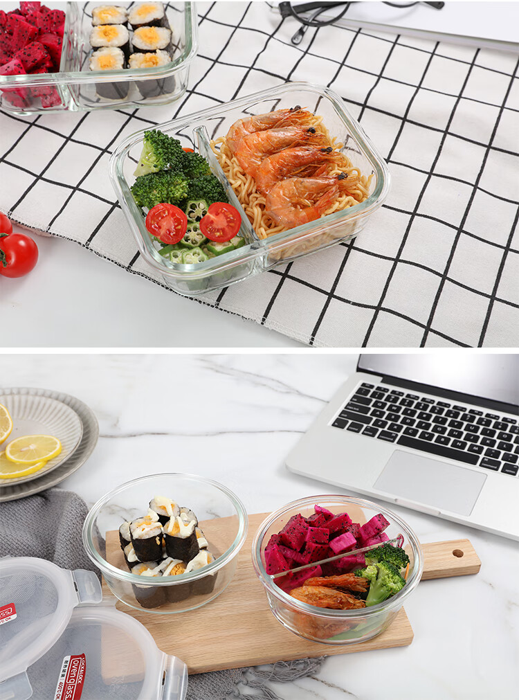 Lock&Lock 1.02L Large Capacity Heat-Resistant Glass Lunch Box with Two Compartments, Microwaveable, Airtight Storage Container 12