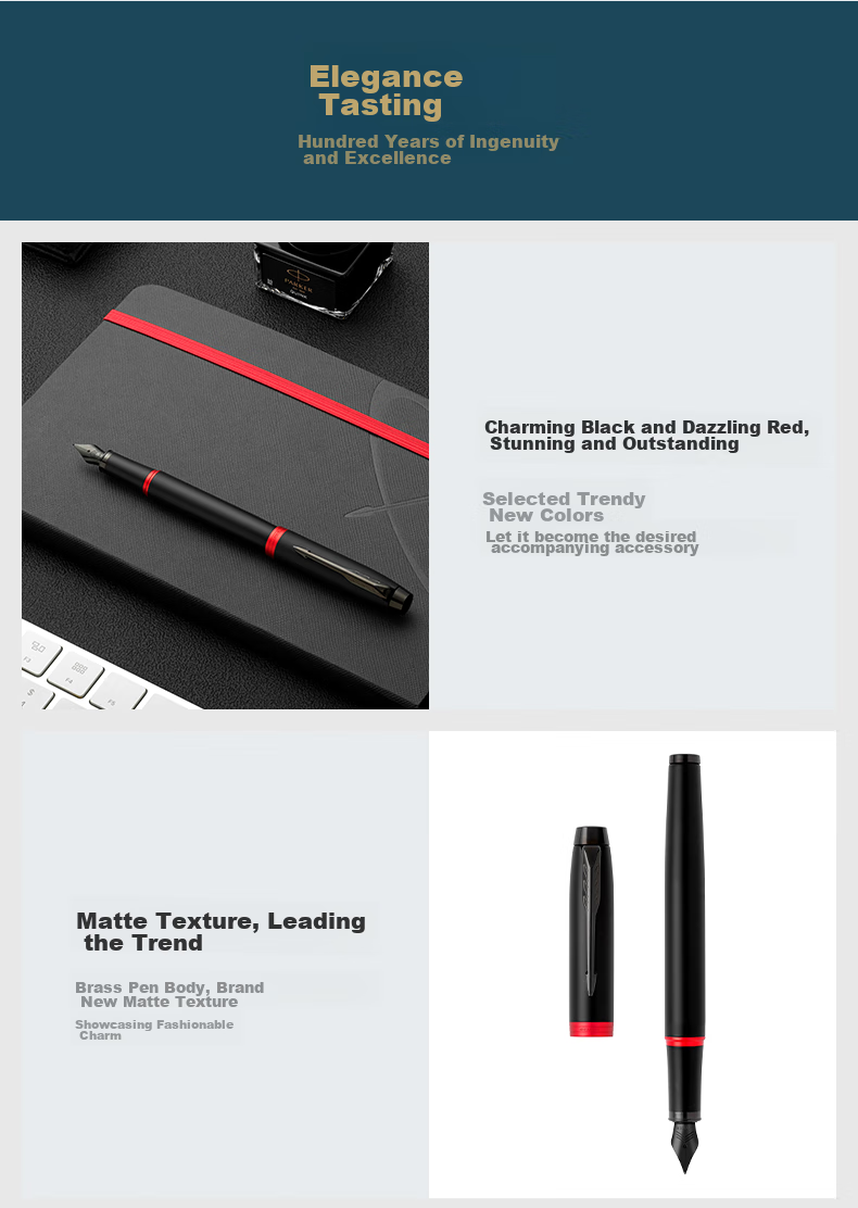 PARKER Fountain Pen And Ballpoint Pen IM Rational Black Gold Clip Ink Pen Gift Box for Gifting, Calligraphy Practice, Personal Use, High-Quality Fountain Pen Gift Box, Mid-Autumn Festival Gift for Friends, Baitiao Discount 9