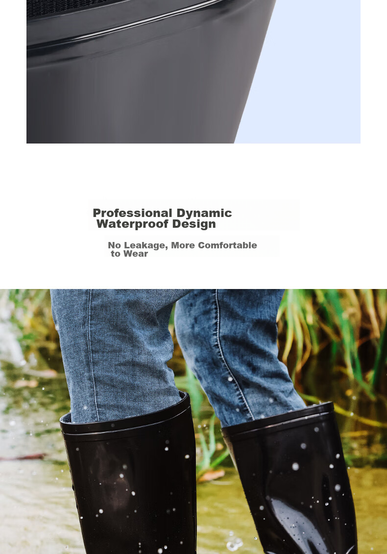 Lanoudun Men's Tall Waterproof Shoes, Outdoor Wear-Resistant Rubber Boots, Non-Slip Rain Boots, Overshoes YX1007 Size 43 12