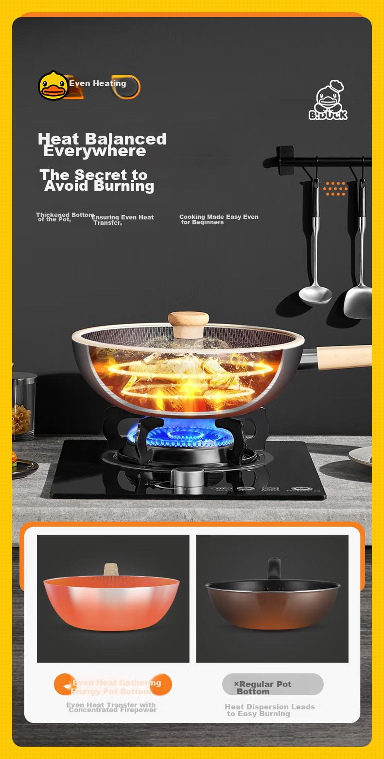 COOKER KING 316 Stainless Steel Wok 32cm Non-Stick Flat Bottom Frying Pan Compatible with Gas Stove, Induction Cooker And Electric Cooktop 10