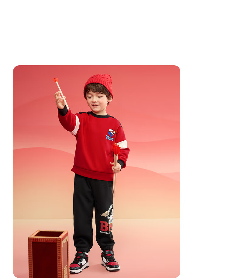 BALABALA Children's Clothing, Kids' Sweatshirt for Girls And Boys, Spring And Autumn Wear, Loose-Fitting Fleece-Lined Top, Color Block Trendy Design, 208125121203 14