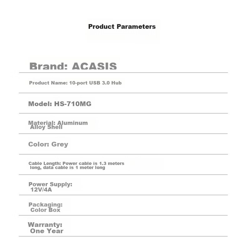 Acasis USB 3.0 Hub, One-To High-Speed Expansion HUB Duplicator Cable, Desktop And Laptop Multi-Port Adapter Expansion Dock HS-707MG 13