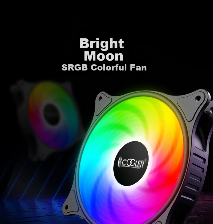 PCCOOLER Mingyue SRGB 12CM Case Fan (Colorful Lighting Effects, Luofu Bearing, Shock-Absorbing Foot Pad, Compatible with Series Connection) 1
