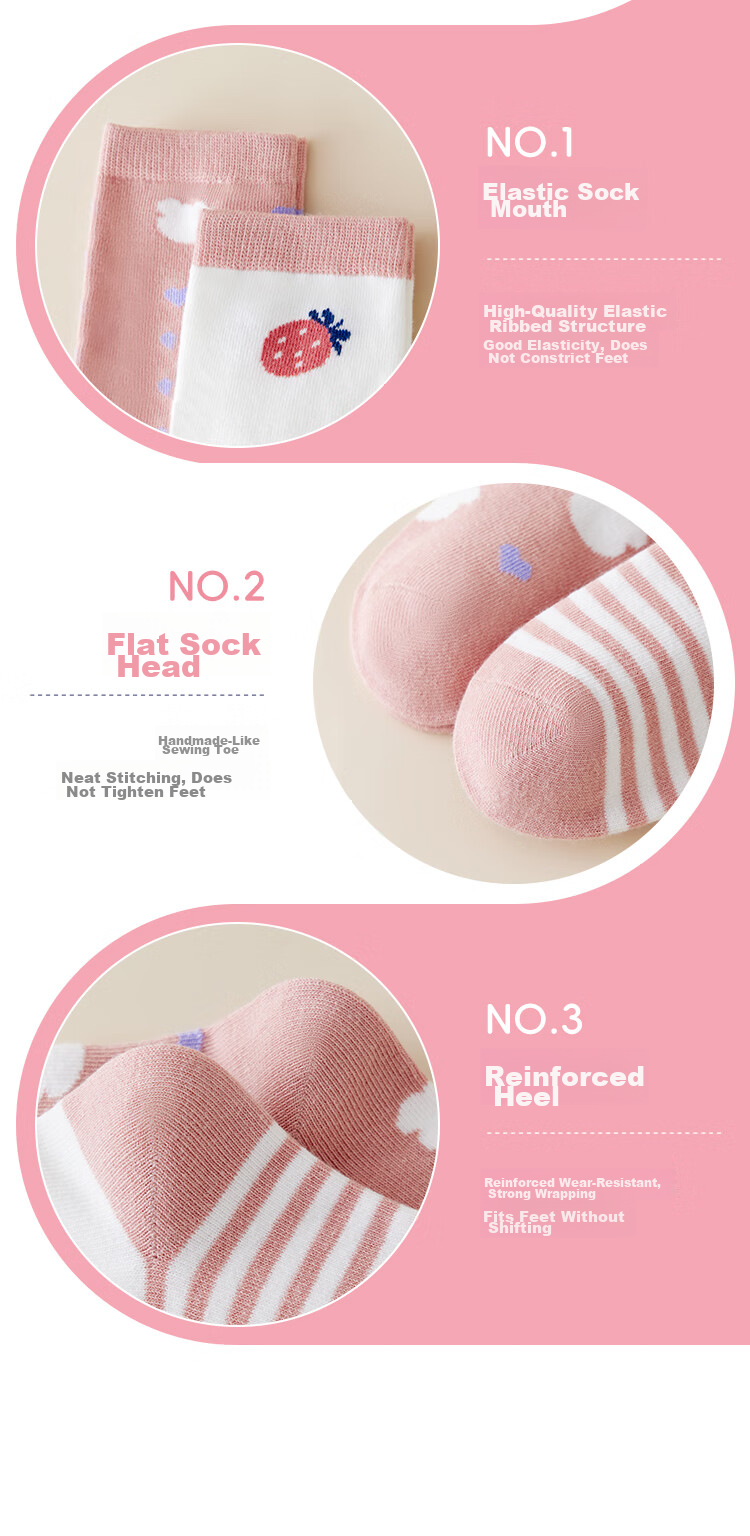 LangSha Children's Socks, Girls' Mid-Calf Cotton Socks for All Seasons, High-Elastic Comfortable Casual Sports Socks for Older Girls, 5 Pairs Per Pack 17