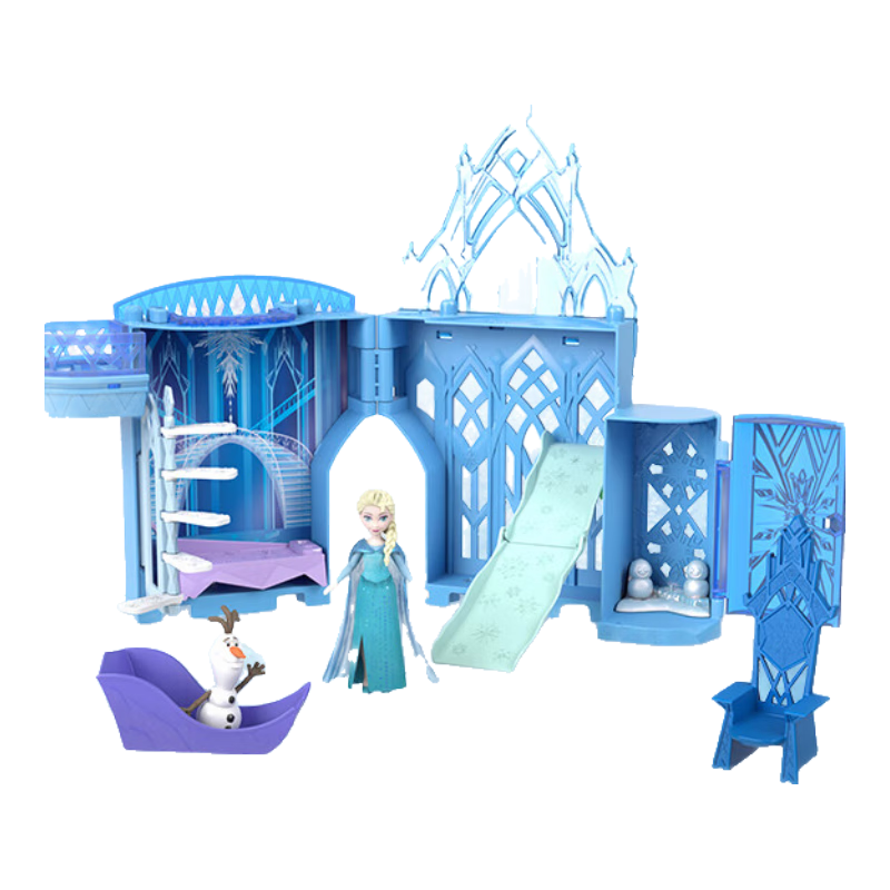 Barbie Pretend Play Birthday Gift Box, Frozen Princess Castle Toy - Elsa Ice Castle Set JDP63