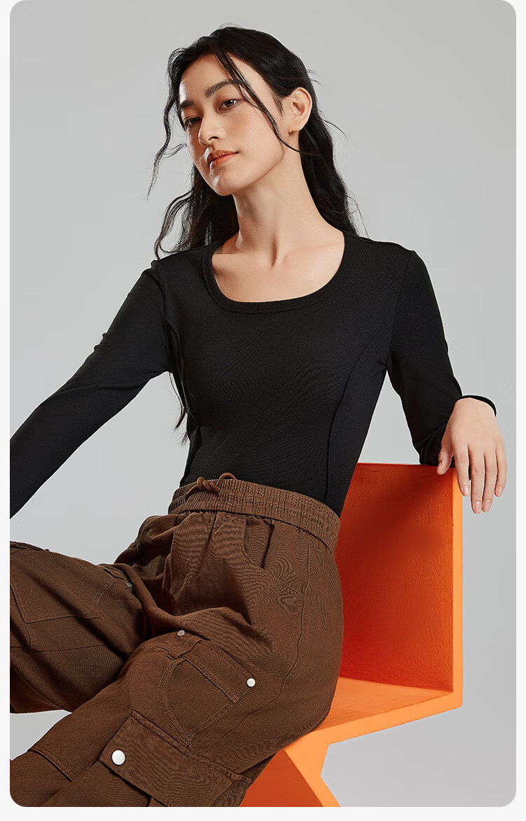 YOUKESHU Women's Base Layer, Spring Low-Collar Fishbone Inner Wear, 2026 New U-Neck Long-Sleeve Top, Autumn Underwear 20