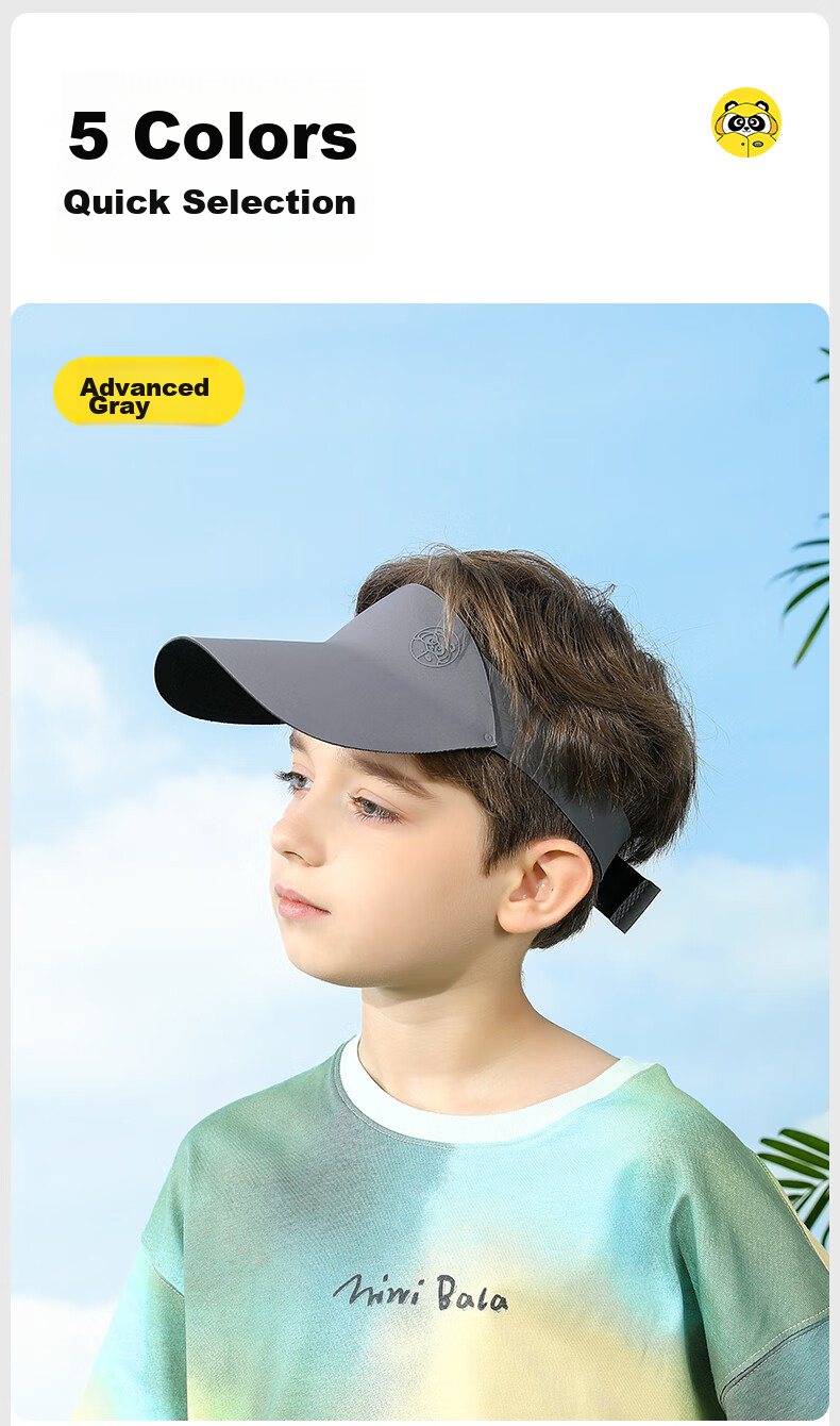 Moremerry Children's Sun Protection Hat, Visor Sun Hat, Face-Covering, Windproof, UV-Resistant, Baseball Cap for Boys And Girls, Sea Salt Blue 22