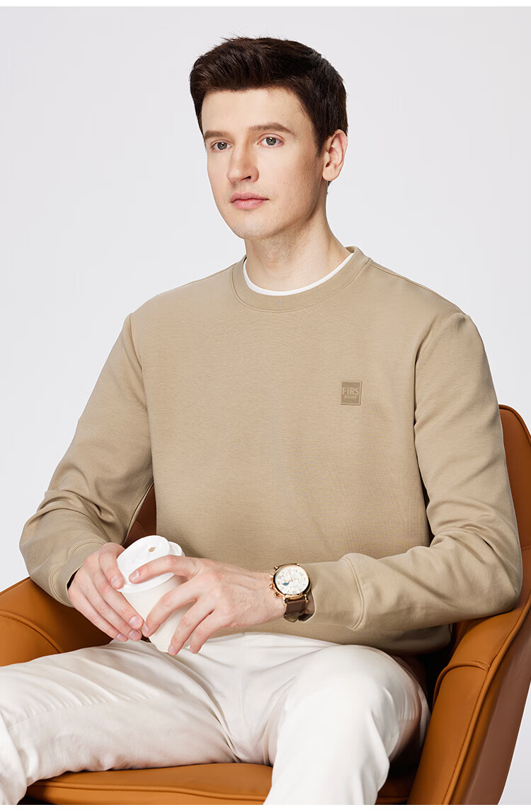 FIRS [7A Antibacterial] Men's Sweatshirt, Pullover, Elastic, Comfortable, Skin-Friendly, Inner Layer, Business Casual Top 7