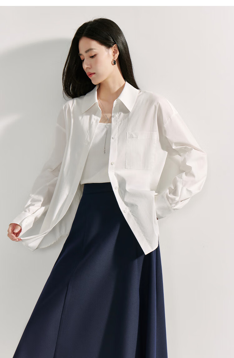 Inman Vintage Commuter Split Hem Cotton Mid-Length A-Line Skirt Autumn Women's Dark Blue - M 12
