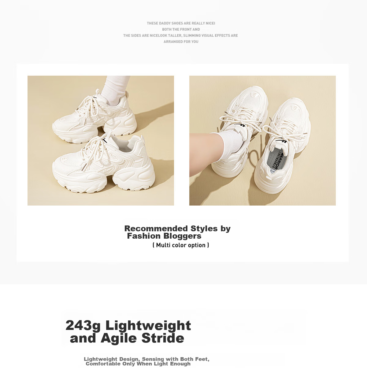 Huili Dad Shoes for Women, Thick-Soled Height-Increasing Comfortable Women's Shoes, Fashionable Versatile Casual Breathable Sneakers for Women, Beige, Size 38 7