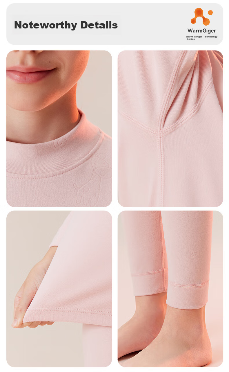 LangSha Girls' Thermal Underwear Set, Children's Autumn Top And Pants, Double-Sided Fleece, Youth And Older Children's Base Layer for Fall And Winter 12