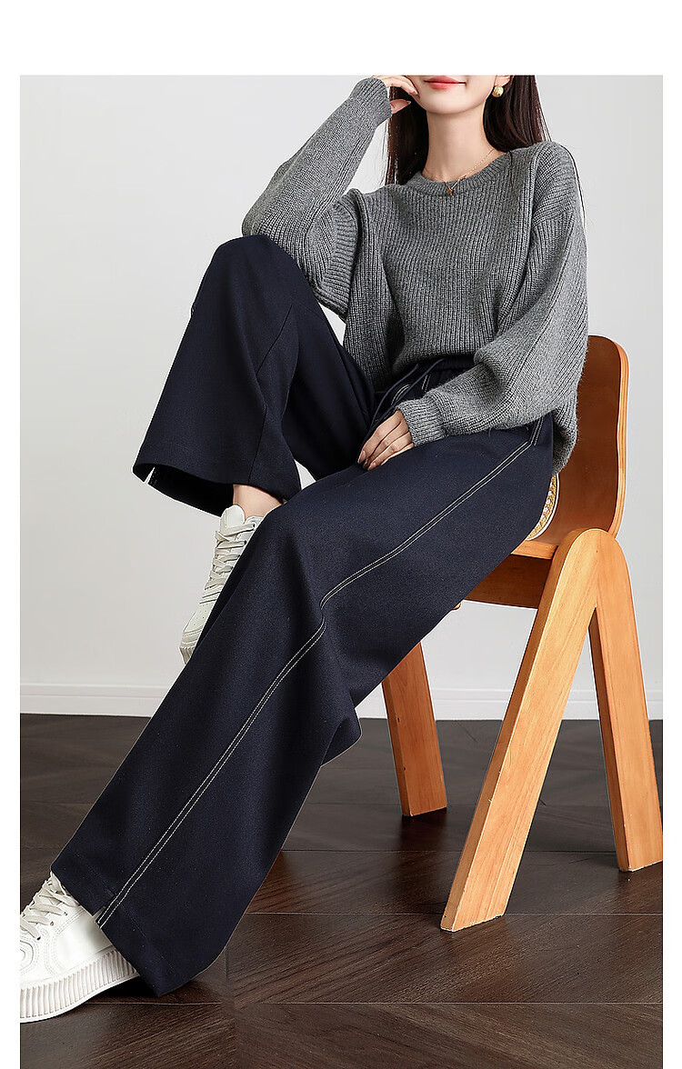 Dme Lazy Stylish Winter Thick Smooth Slanted Pattern Long Pants with Elastic Waist for Slimming Women's Casual Trousers, Purple, L 10